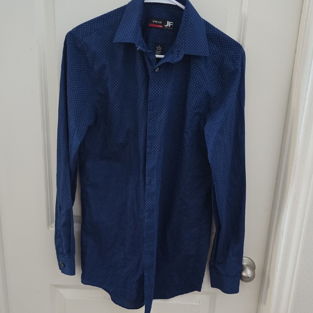 JF J.Ferrar Navy Dress Shirt